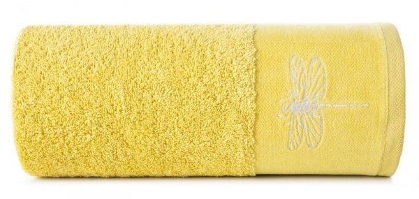 Ręcznik LORI WAŻKA - 70x140 musztardowy ze srebrnym zdobieniem - PREMIUM
