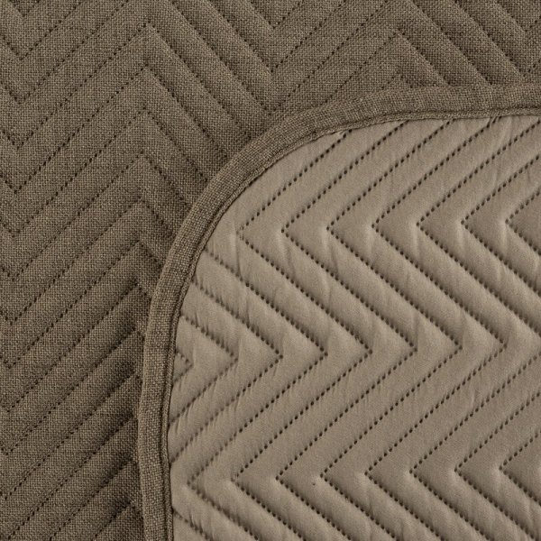 EUROFIRANY PREMIUM Narzuta LEN z tkaniny o strukturze lnu pikowana w wzór jodełki 200x220cm ciemny beżowy
