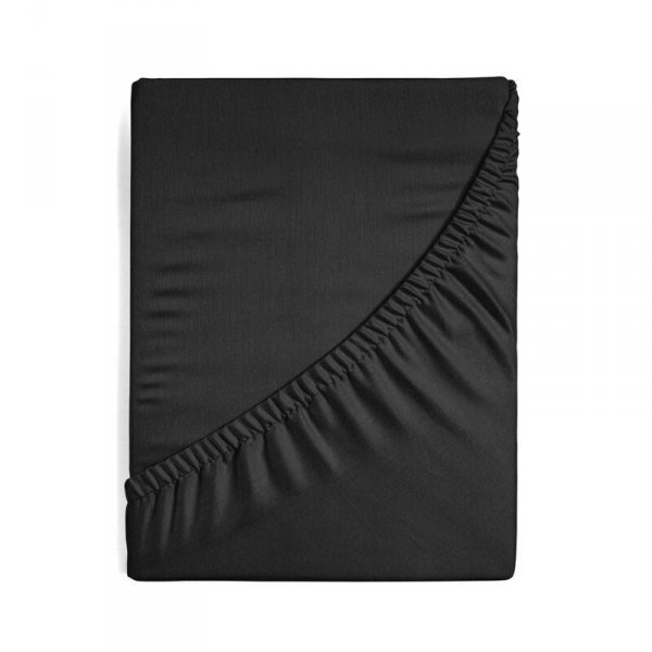 Prześcieradło jersey z gumką 160x200 cm z bawełny kolor czarny 125 g/m2 Design 91