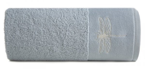 Ręcznik LORI WAŻKA - 70x140 szary ze srebrnym zdobieniem - PREMIUM