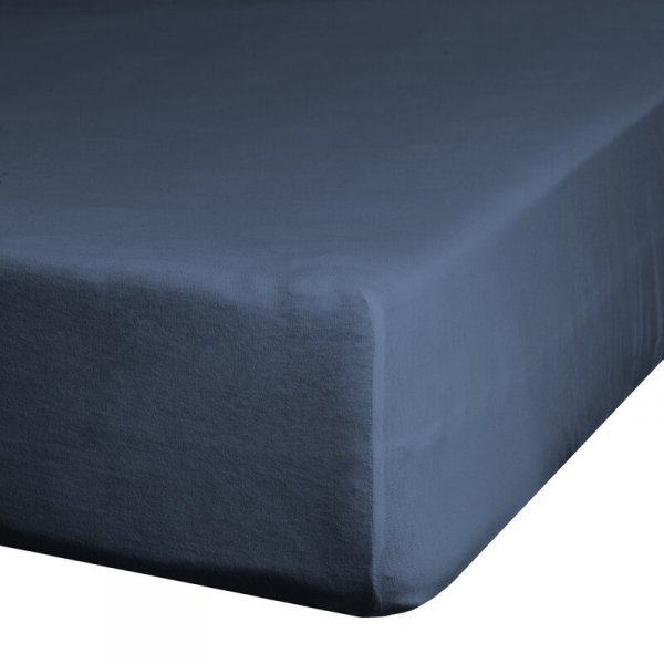 Prześcieradło jersey z gumką 180x200 cm z bawełny kolor granatowy 125 g/m2 Design 91 