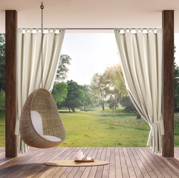 Zasłona zewnętrzna wodoodporna GARDEN na szelkach 155 X 220cm jasnobeżowa