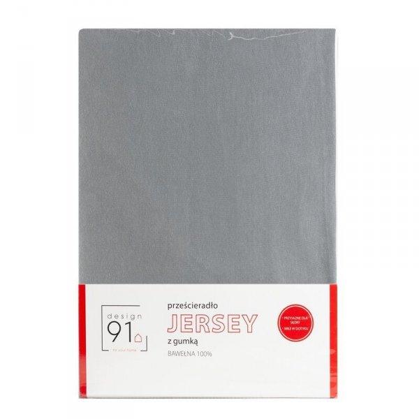 Prześcieradło jersey z gumką 220x200 cm z bawełny kolor stalowy 125 g/m2 Design 91 