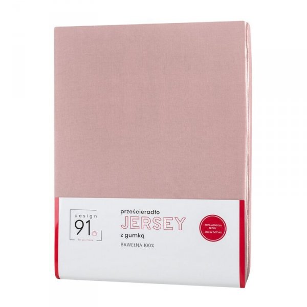 Prześcieradło jersey z gumką 120x200 cm z bawełny kolor pudrowy róż 125 g/m2 Design 91
