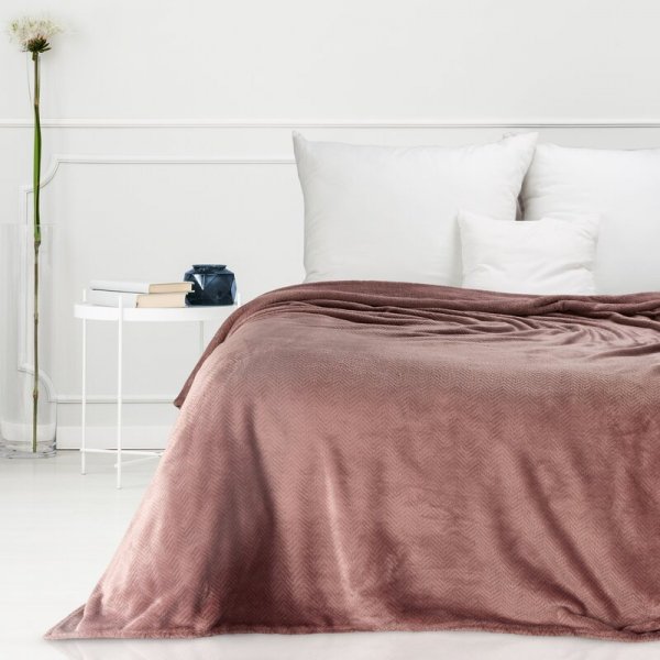 Koc z efektem 3D z wytłaczanym wzorem jodełki D91 Cindy5 200x220 cm Ceglany