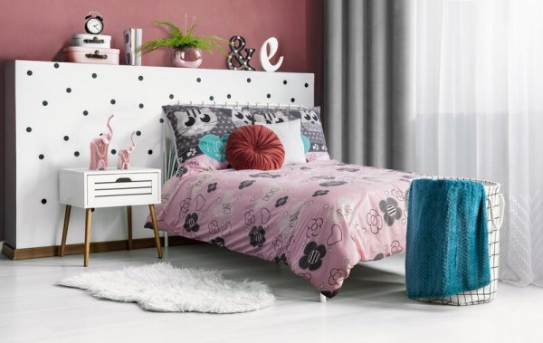 Pościel dziecięca 160x200 cm bawełniana kolor różowy grafitowy KIDS Design 91