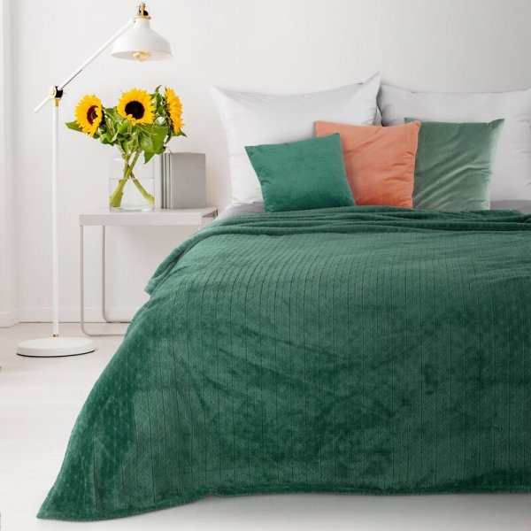 DESIGN 91 Koc CINDY 4 miękki i miły w dotyku z wytłaczanym wzorem 200x220 cm Zielony