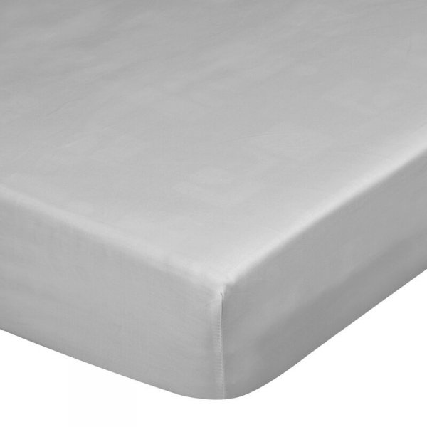 Prześcieradło gładkie z gumką 180x200 cm z satyny bawełnianej kolor srebrny 125 g/m2 NOVA 3