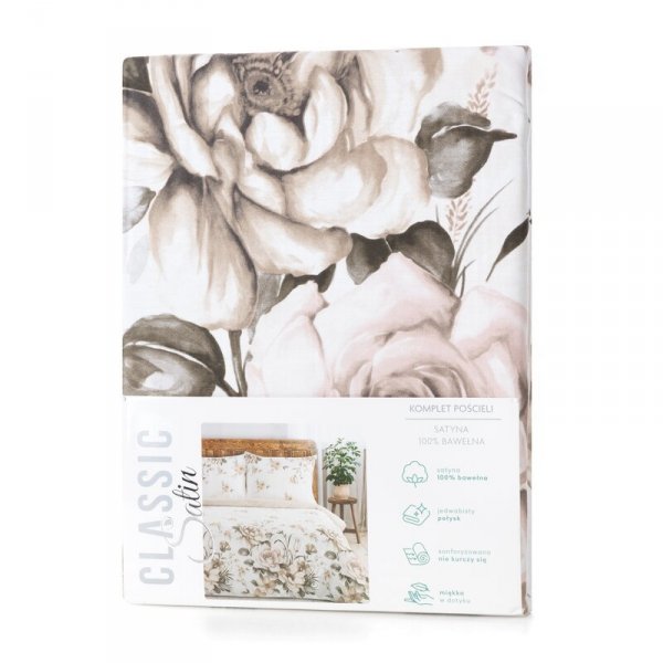 Pościel 220x200 cm bawełniana kolor jasnokremowy, beżowy z wzorem kwiatowym SPRING 41