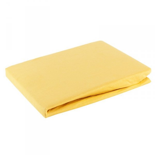 Prześcieradło jersey z gumką 140x200 cm z bawełny kolor musztardowy 125 g/m2 Design 91 