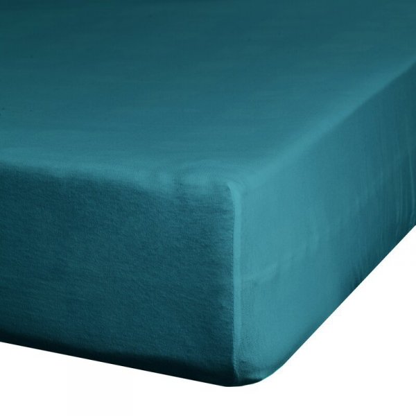 Prześcieradło jersey z gumką 160x200 cm z bawełny kolor turkusowy 125 g/m2 Design 91