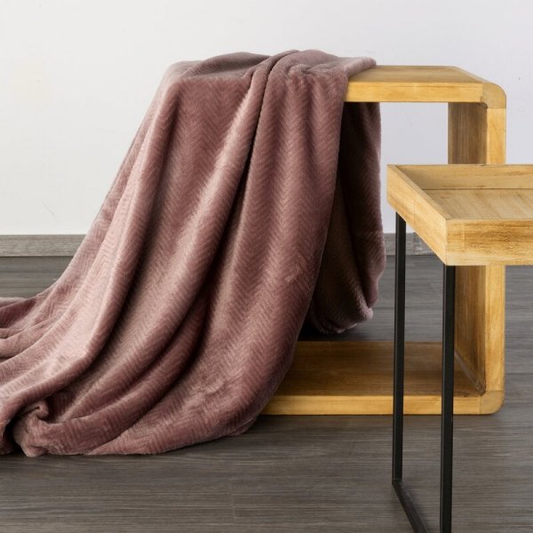 Koc z efektem 3D z wytłaczanym wzorem jodełki D91 Cindy5 170x210cm Ceglany