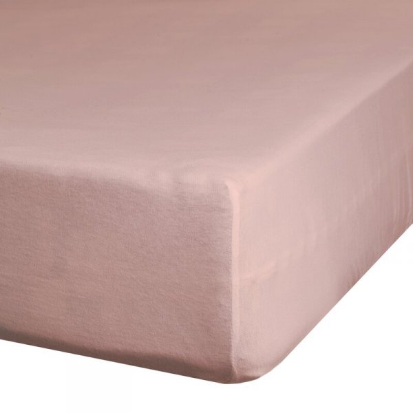 Prześcieradło gładkie z gumką 220x200 cm z satyny bawełnianej kolor pudrowy róż 125 g/m2 NOVA 3