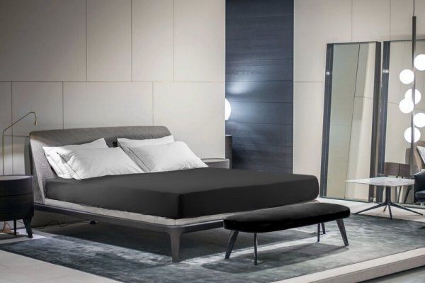 Prześcieradło jersey z gumką 120x200 cm z bawełny kolor czarny 125 g/m2 Design 91