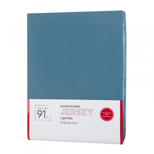 Prześcieradło jersey z gumką 120x200 cm z bawełny kolor niebieski 125 g/m2 Design 91