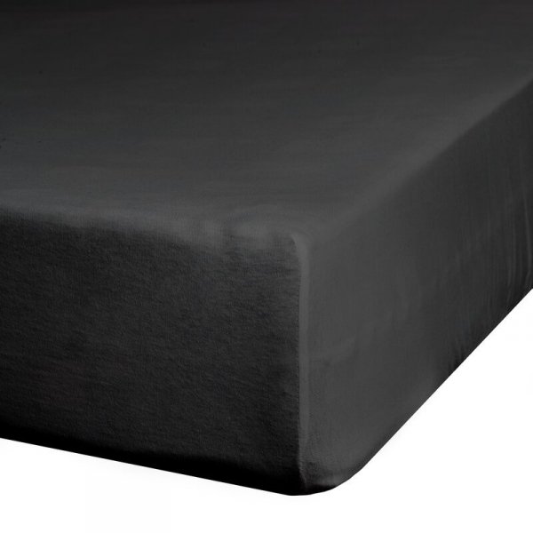 Prześcieradło jersey z gumką 120x200 cm z bawełny kolor czarny 125 g/m2 Design 91