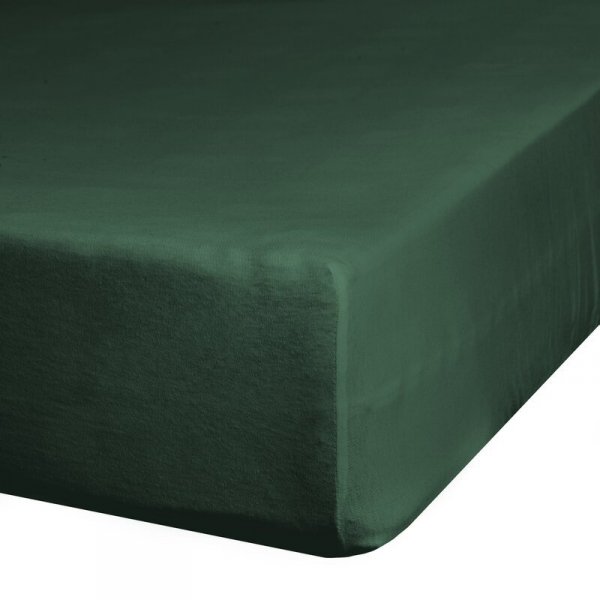 Prześcieradło jersey z gumką 120x200 cm z bawełny kolor ciemny zielony 125 g/m2 Design 91