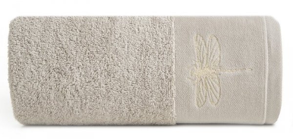 Ręcznik LORI WAŻKA - 70x140 beżowy ze złotym zdobieniem - PREMIUM