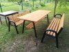 Zestaw, meble ogrodowe, meble parkowe, na plac zabaw,  stół i dwie ławki z rur Alicja ZO XL 