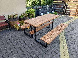 Zestaw piknikowy do przykręcenia, parkowy, miejski, na plac zabaw, stół dwa siedziska PIKNIKOWY LOFT