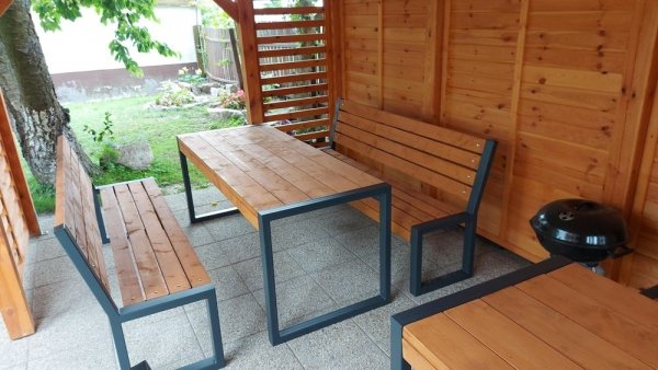 Meble ogrodowe, parkowe, tarasowe, na plac zabaw, stół dwie ławki LOFT XL ZO  CERTYFIKAT 