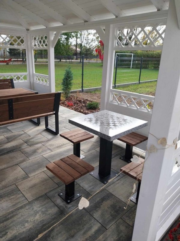 Zielona klasa. Klasa pod chmurką, 2 stoły, 4 ławki i 2 krzesła z oparciem LOFT CERTYFIKAT