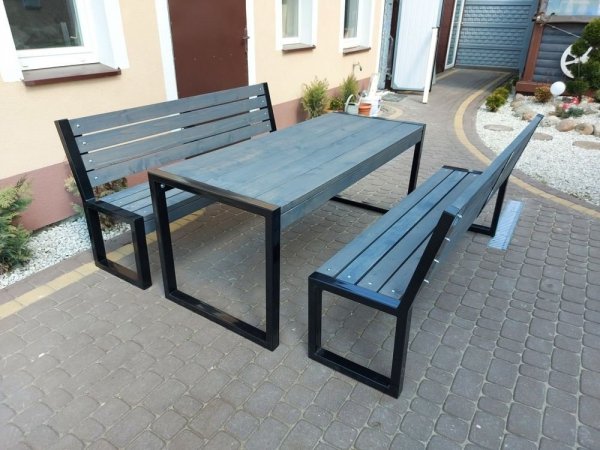 Meble ogrodowe, parkowe, tarasowe, na plac zabaw, stół dwie ławki LOFT XL ZO  CERTYFIKAT 212 cm