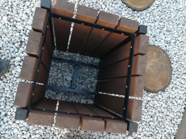 Kosz parkowy miejski na śmieci metalowy drewniany ocynk 45L  CERTYFIKAT NA PLAC ZABAW