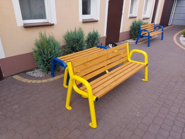 Ławka parkowa Alicja z ATESTEM żółte nogi