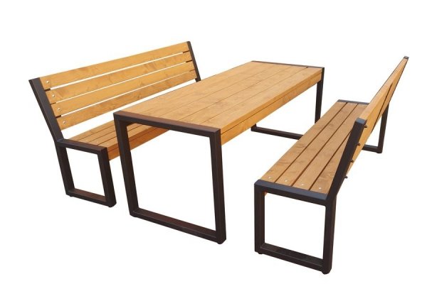 Meble ogrodowe, parkowe, tarasowe, na plac zabaw, stół dwie ławki LOFT XL ZO  CERTYFIKAT 