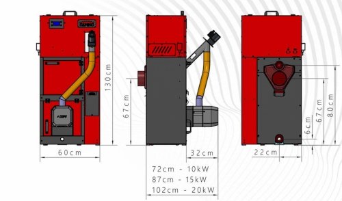 Camino 4 żeliwny kocioł na pellet z podajnikiem o mocy 20 KW ecoTOUCH 920 TOUCH T4 Separate EcoDesign SLIM
