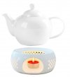 Ceramiczny DZBANEK 1L ZAPARZACZ do herbaty SITKO + PODGRZEWACZ ZESTAW