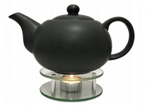 DZBANEK ceramiczny do herbaty 1l + podgrzewacz szklany zestaw herbaciany