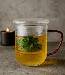 ZAPARZACZ kubek do herbaty ziół SZKLANY filtr pokrywka szklanka Żaro Hot