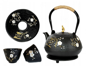 CZAJNIK ŻELIWNY IMBRYK 1,2 do herbaty + PODSTAWKA + CZARKI zestaw