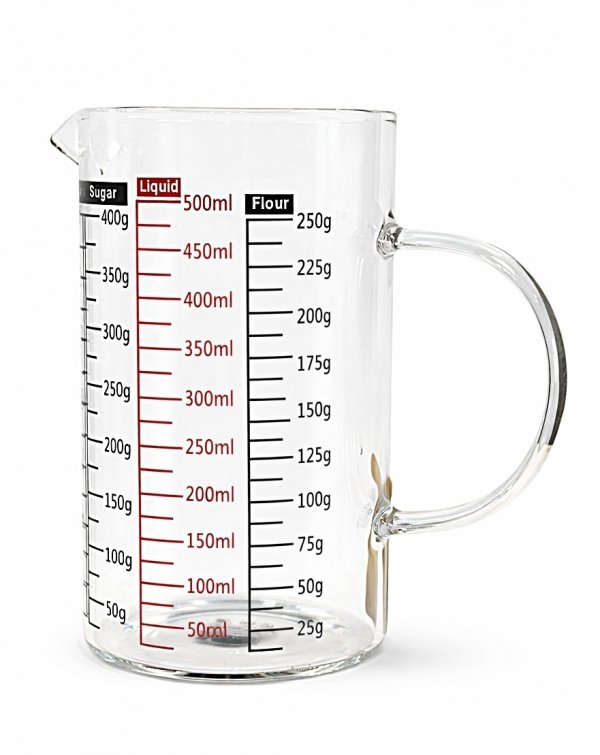 Szklany DZBANEK POMIAROWY MIARKA pojemnik dozownik z miarką 0,5l