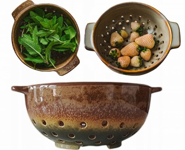 MISKA NA OWOCE CEDZAK DURSZLAK ceramiczny 19,5 cm 2w1