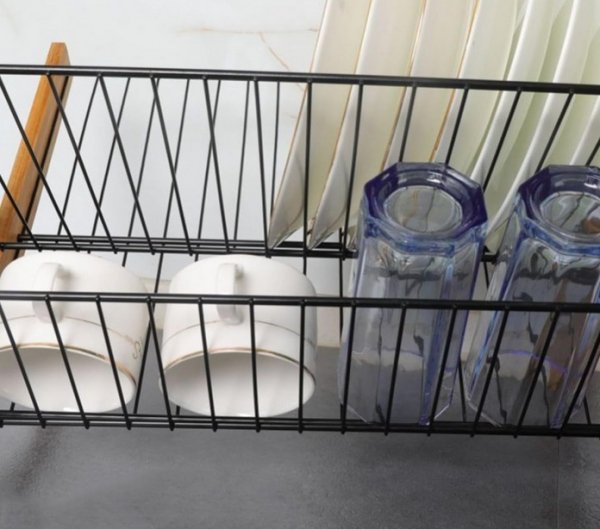 SUSZARKA ociekacz do naczyń rozkładany drewniany bambus metal LOFT