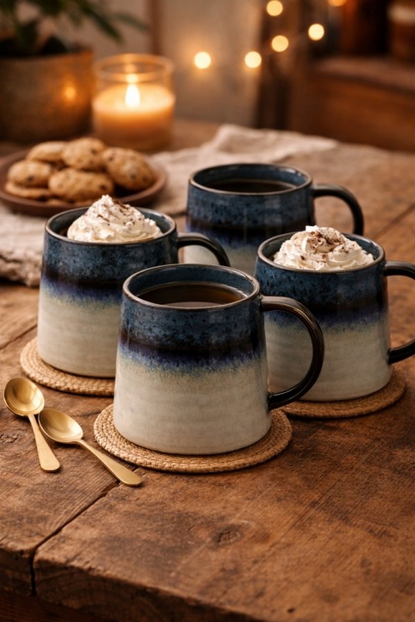 ZESTAW 4 X KUBEK CERAMICZNY do kawy herbaty czekolady NAVY 400ml