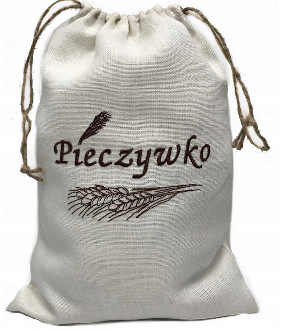 Worek do przechowywania chleba pieczywa bułek naturalny LEN haft 45X32