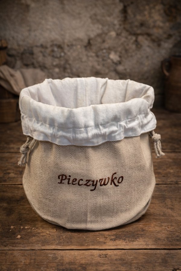 WOREK SAKWA NA CHLEB LNIANY CHLEBAK do przechowywania pieczywa POLSKI LEN