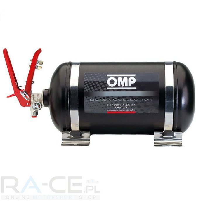OMP, System gaśniczy stalowy, mechaniczny 4,25l Black collection, Homologacja FIA