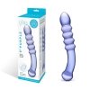Fioletowe żebrowane szklane dildo Glas Purple Rain Ribbed Glass Dildo