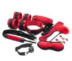 ZESTAW BDSM SOFT TOUCH SET 10 PIECES RED GUILTY TOYS