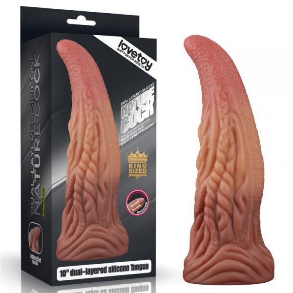 DILDO 10&#039;&#039; DUAL LAYERED PLATINUM SILICONE TONGUE