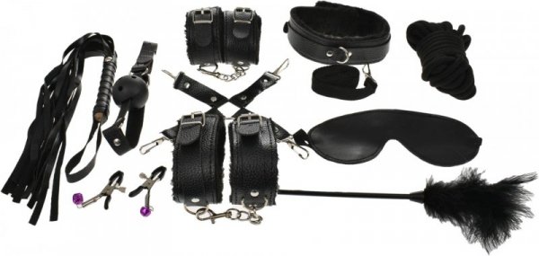 ZESTAW BDSM SET BONDAGE KIT 10 PIECES BLACK GUILTY TOYS