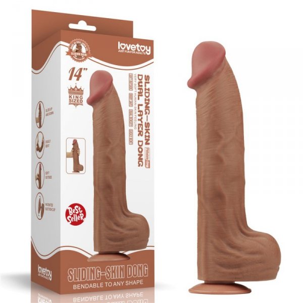 DILDO 14&#039;&#039; KING SIZED SLIDING SKIN DUAL LAYER DONG