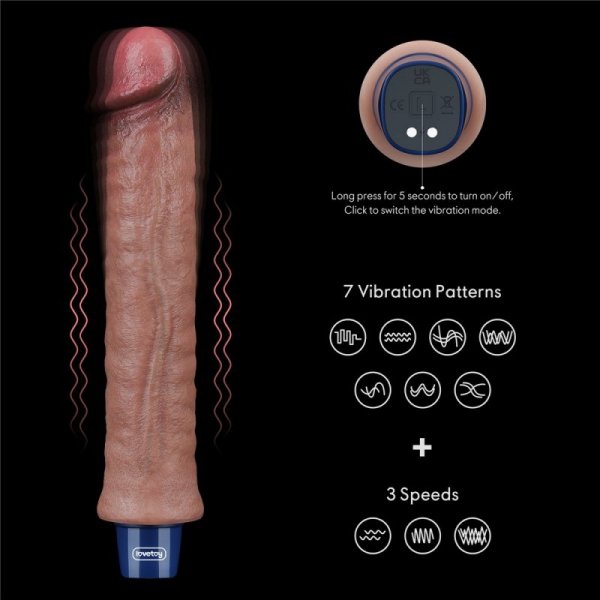 WIBRATOR 9.5&quot; REAL SOFTEE VIBRATING DILDO