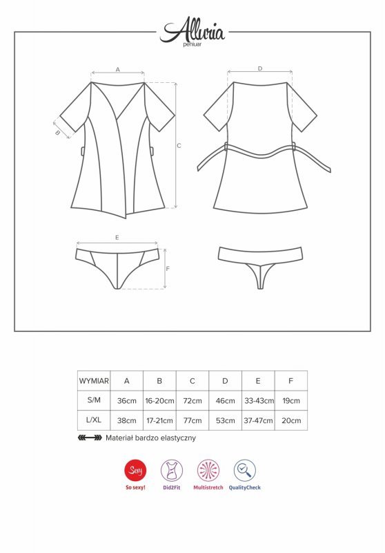Obsessive peniuar ze stringami Alluria L/XL
