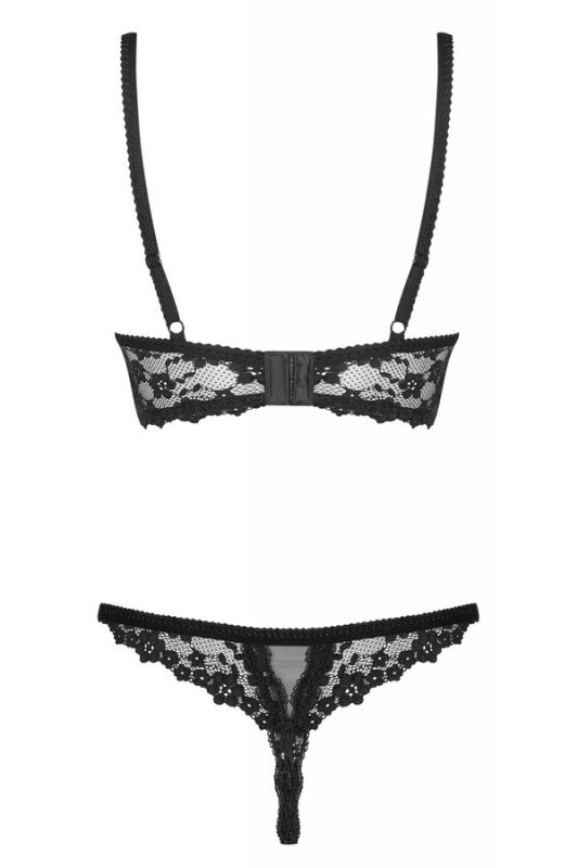 Letica komplet 2-częściowy otwarty czarny  S/M Obsessive